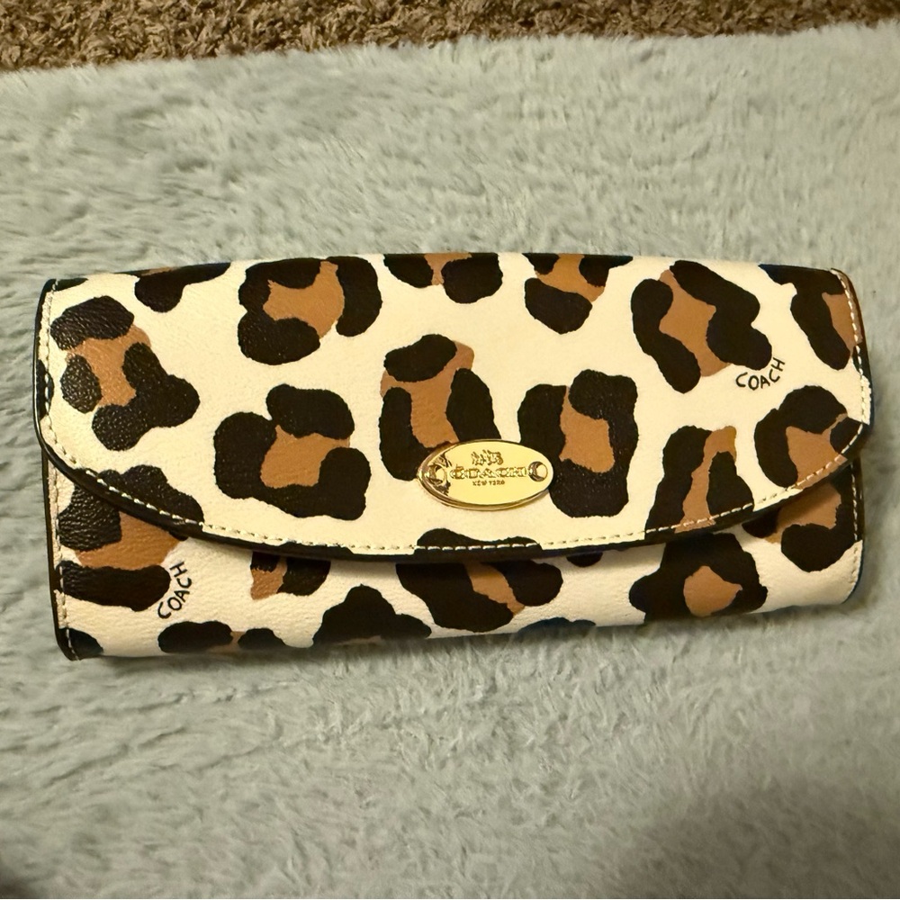 Coach Leopard Print Wallet - Brown and Black